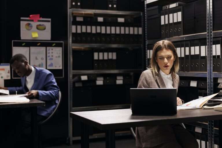 Inspector analyzing surveillance footage